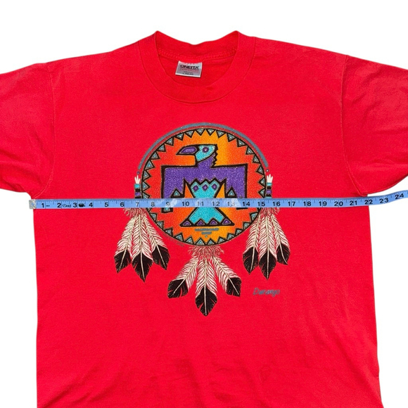 Vintage 90s Oneita Native-American Dream Catcher Shirt Large Red - Picture 2 of 7